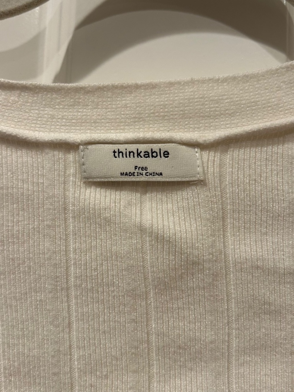 Thinkable Cream Ribbed Knit Cropped Button Front Cardigan One Size - Picture 5 of 8